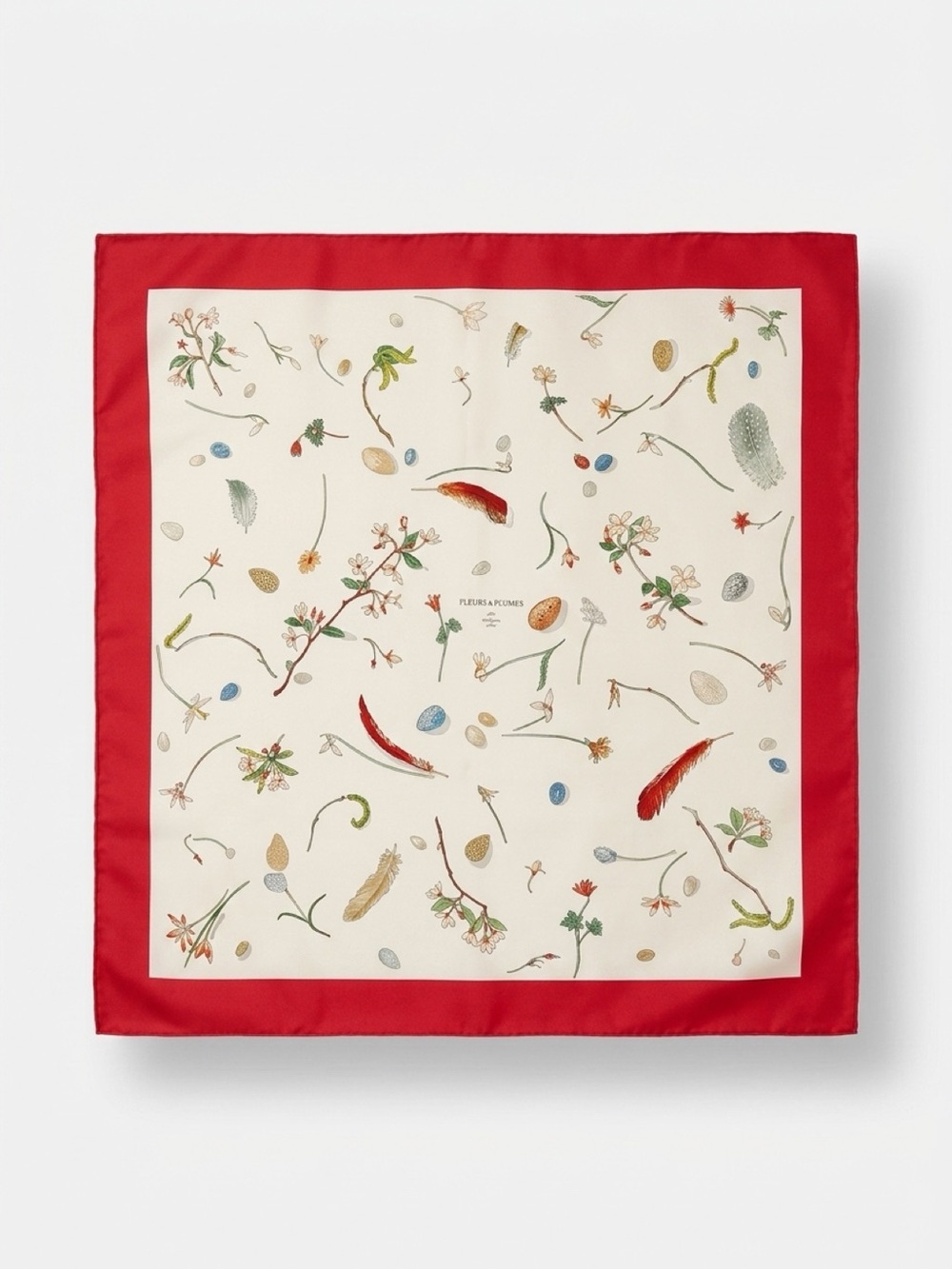 HERMES Vintage Fleurs et Plumes Silk Scarf 
Carre 90 by Leigh P Cooke